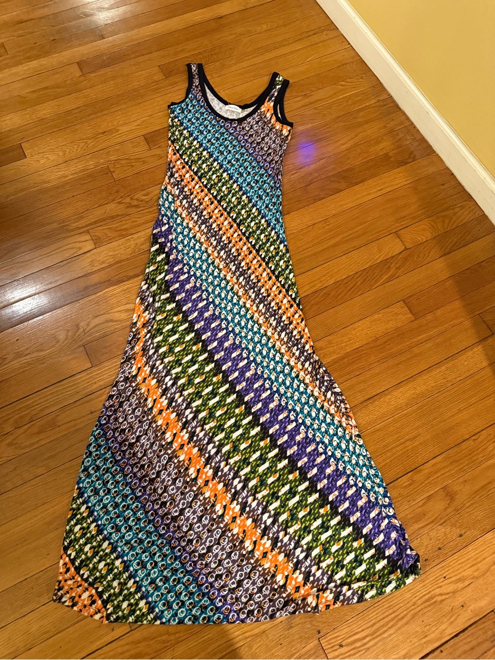 Calvin Klein Multicolor Diagonal Stripe Maxi Dress